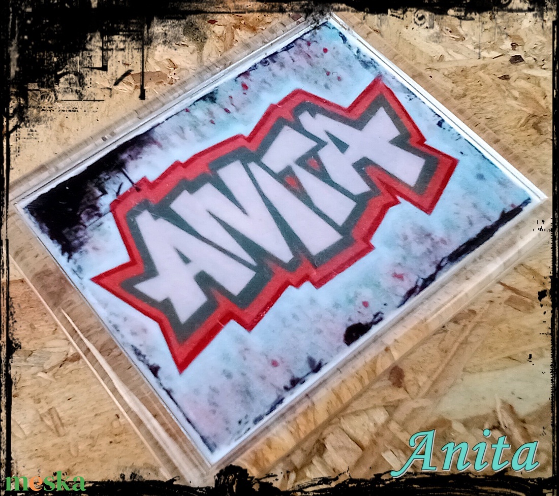 Neves graffitis hűtőmágnes-Anita - otthon & életmód - konyhafelszerelés, tálalás - konyhai dekoráció - hűtőmágnes - Meska.hu