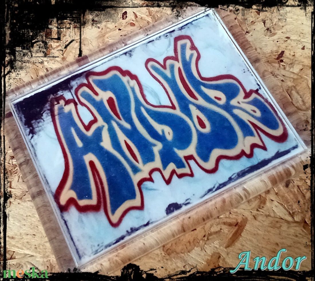 Neves graffitis hűtőmágnes-Andor - otthon & életmód - konyhafelszerelés, tálalás - konyhai dekoráció - hűtőmágnes - Meska.hu