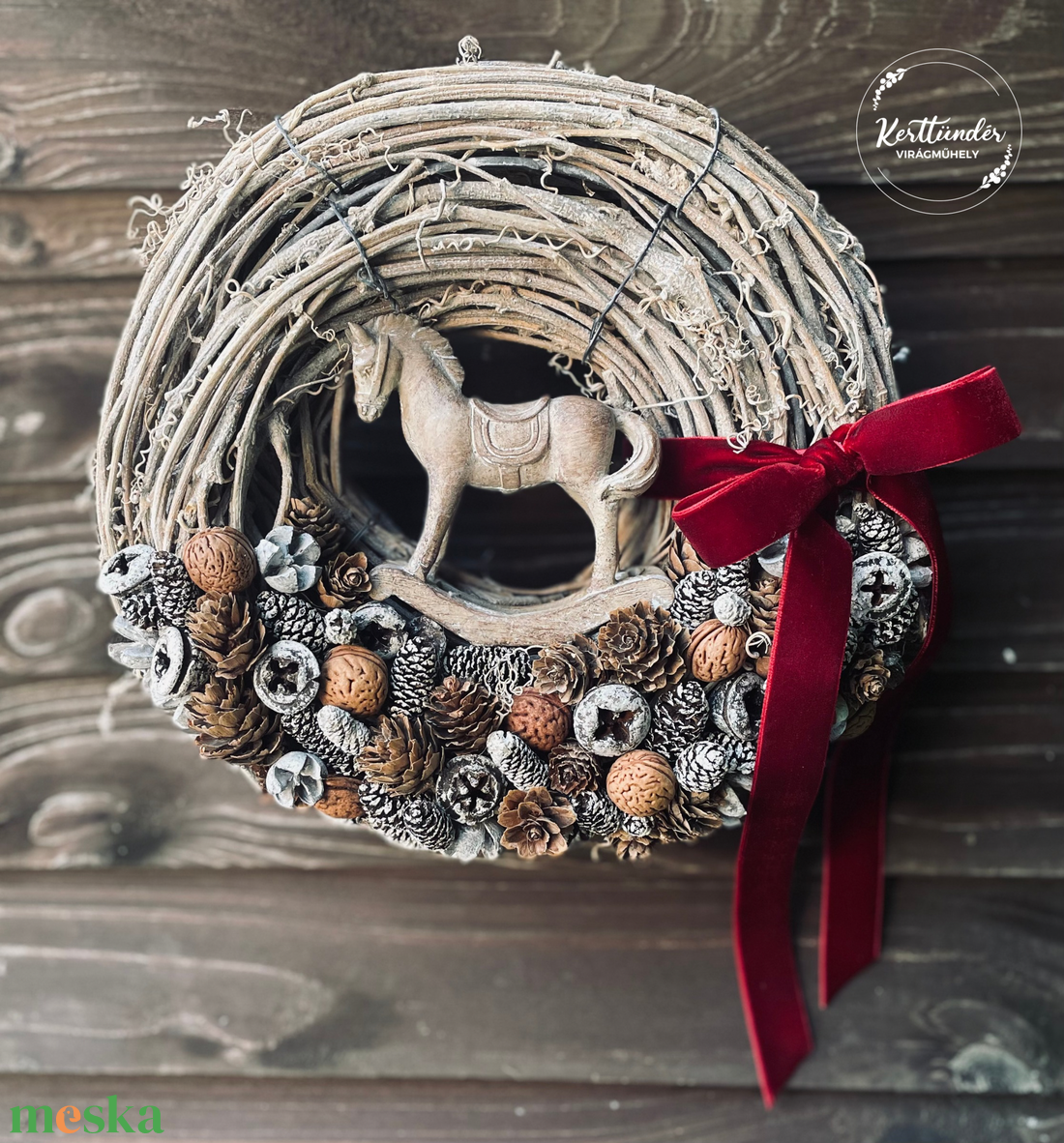 Rusztikus ünnepi ajtódísz - otthon & életmód - dekoráció - ajtó- és ablak dekoráció - ajtódísz & kopogtató - Meska.hu