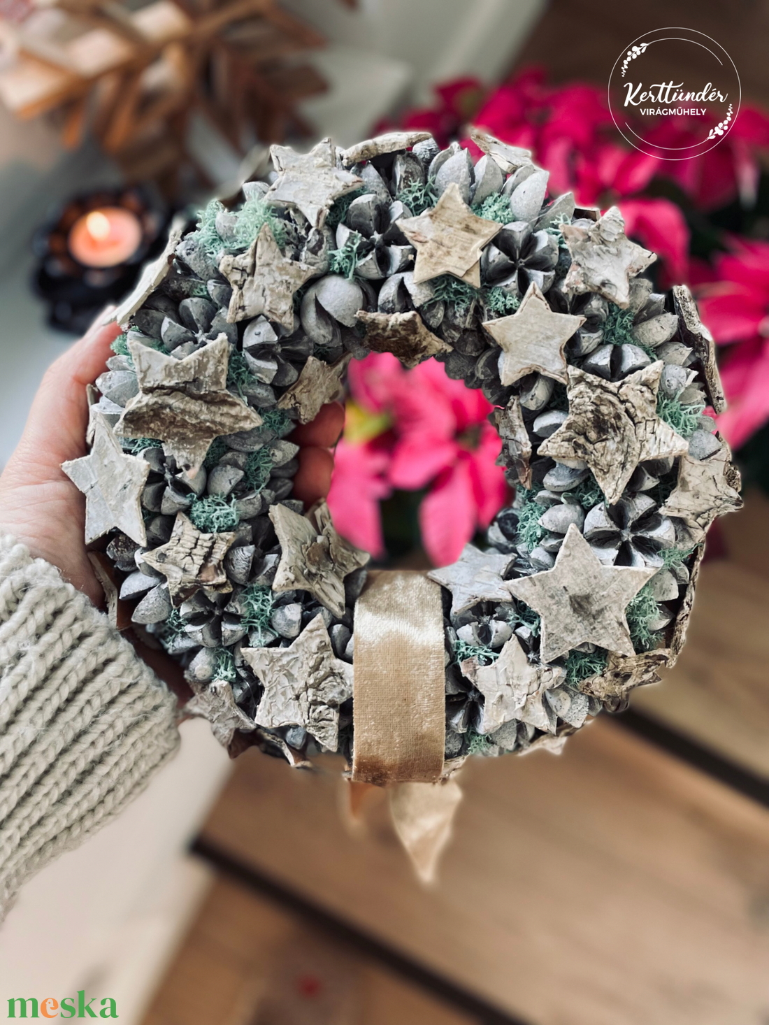 Téli csillagkoszorú - otthon & életmód - dekoráció - ajtó- és ablak dekoráció - ajtódísz & kopogtató - Meska.hu