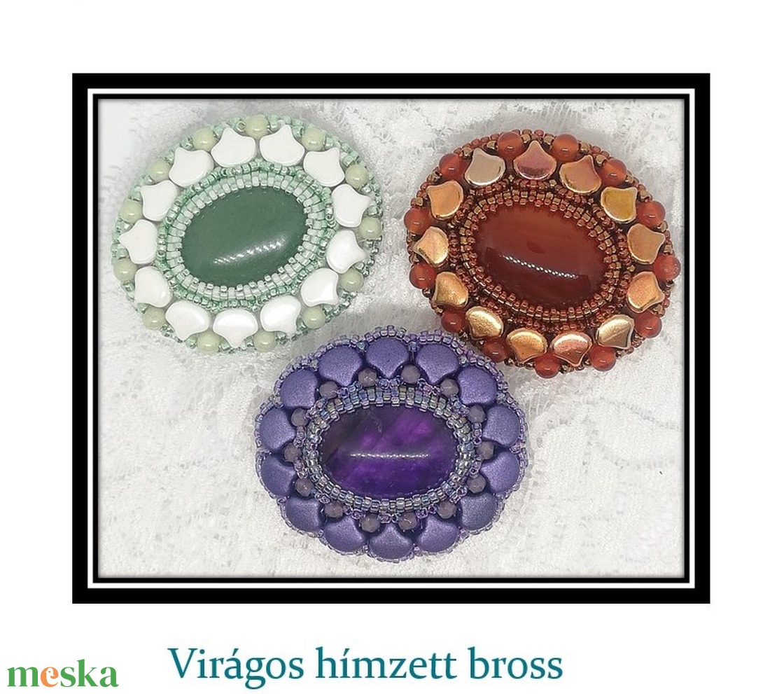 DIY - tutorial - gyöngyhímző leírás - virágos hímzett bross - diy (csináld magad) - fűzésminták - Meska.hu DIY - tutorial - gyöngyhímző leírás - virágos hímzett bross - diy (csináld magad) - fűzésminták - Meska.hu