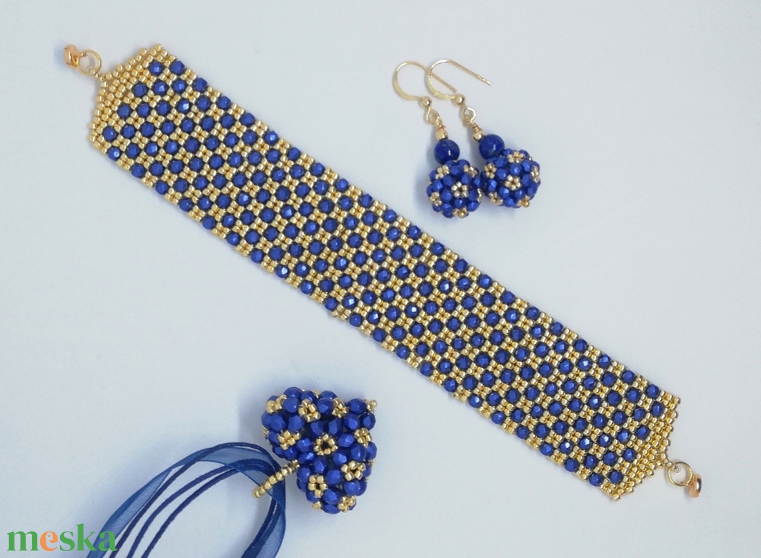 Lapis lazulit - arany fűzött készlet  - ékszer - ékszerszett - Meska.hu Lapis lazulit - arany fűzött készlet  - ékszer - ékszerszett - Meska.hu