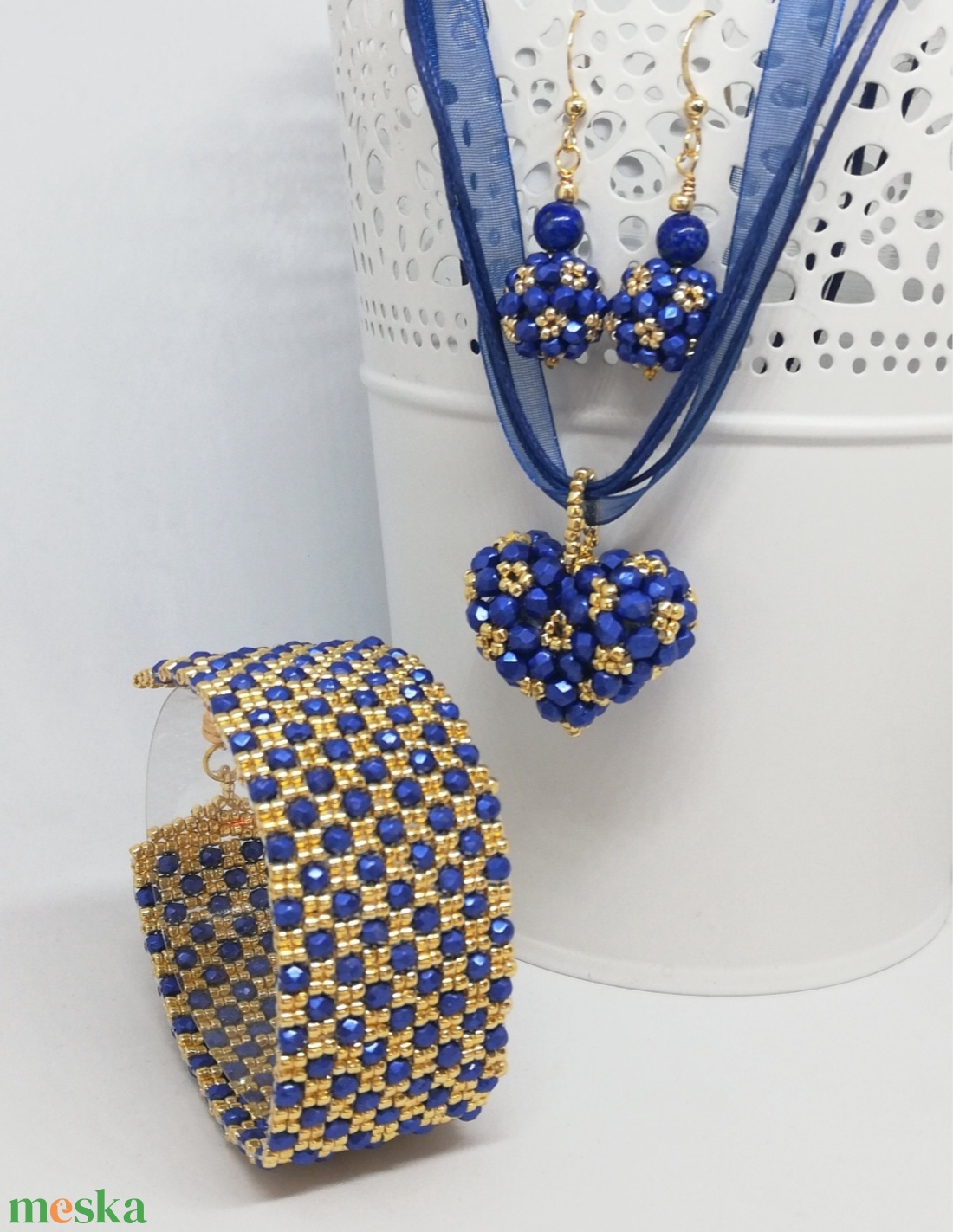 Lapis lazulit - arany fűzött készlet  - ékszer - ékszerszett - Meska.hu Lapis lazulit - arany fűzött készlet  - ékszer - ékszerszett - Meska.hu