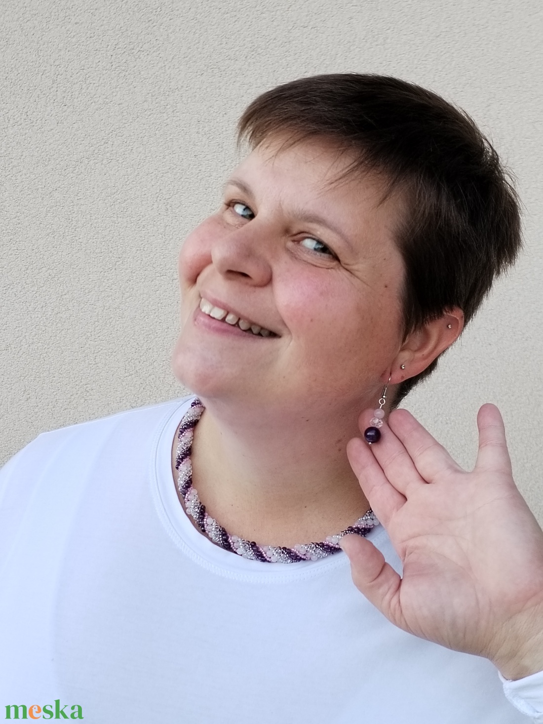 Ametiszt-rózsakvarc orosz spirál ékszerszett - ékszer - ékszerszett - Meska.hu