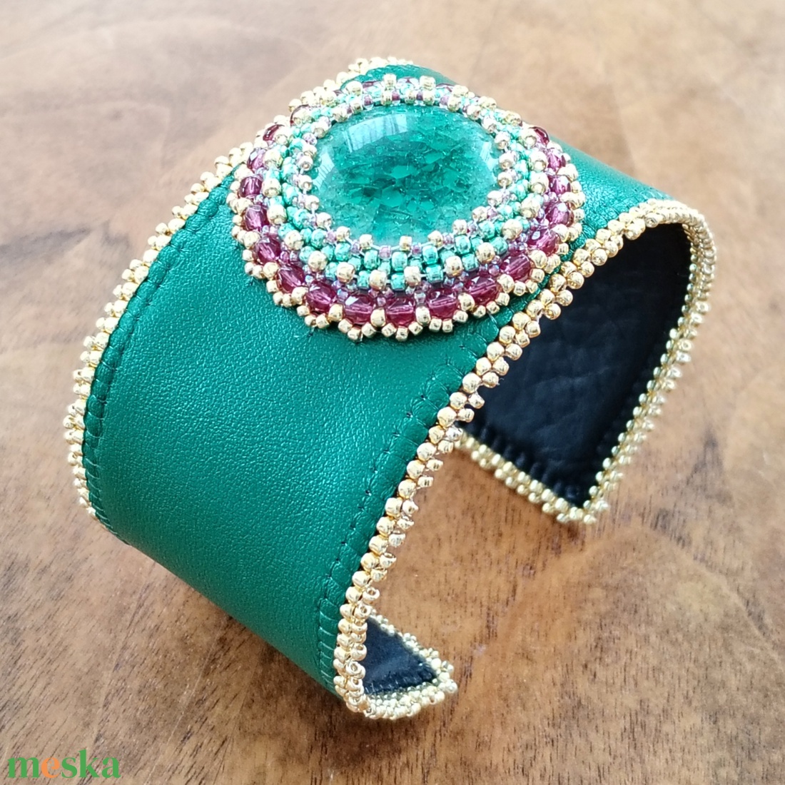 Zöld arany karperec - ékszer - karkötő - karperec - Meska.hu