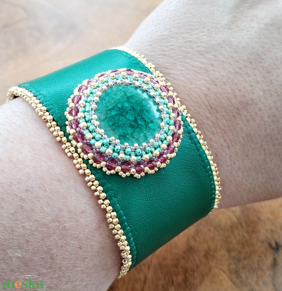 Zöld arany karperec - ékszer - karkötő - karperec - Meska.hu