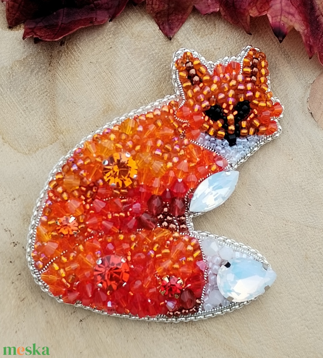 Róka bross - ékszer - kitűző és bross - Meska.hu