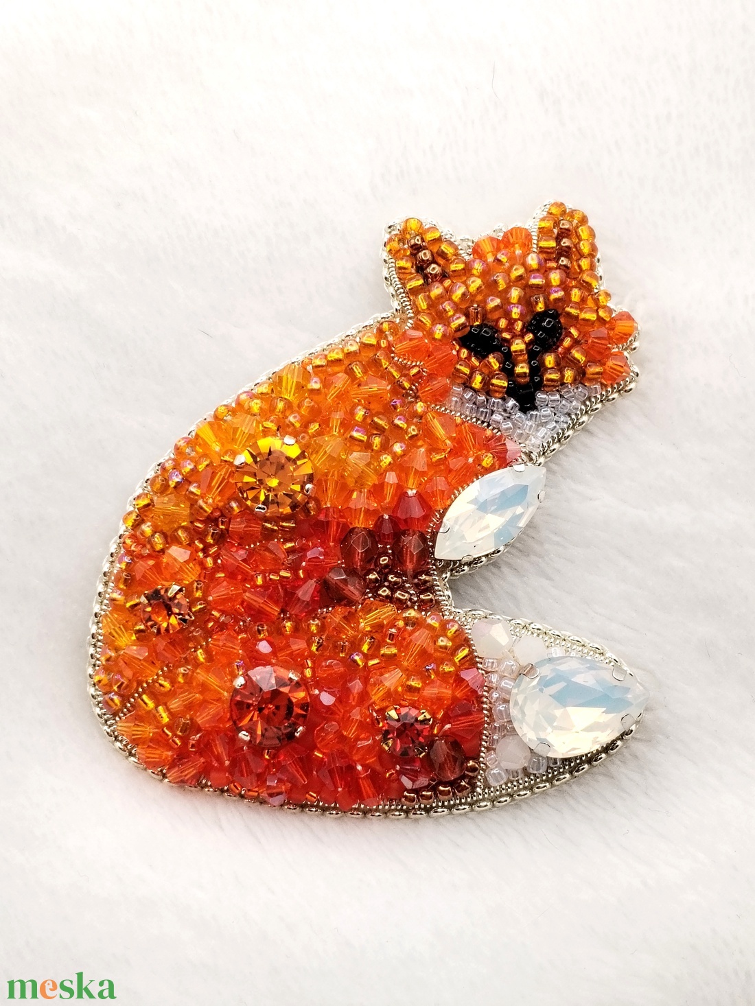 Róka bross - ékszer - kitűző és bross - Meska.hu