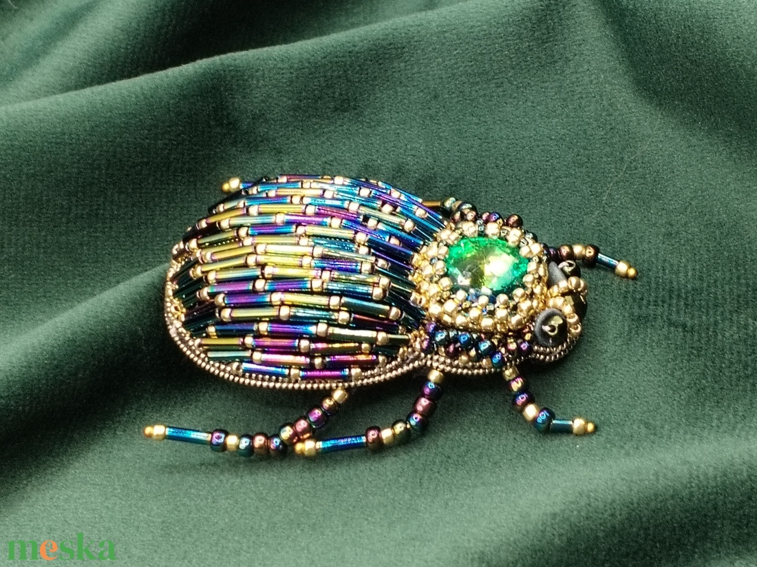 Skarabeusz bross Tutorial, gyöngy hímzési leírás  - diy (csináld magad) - fűzésminták - Meska.hu