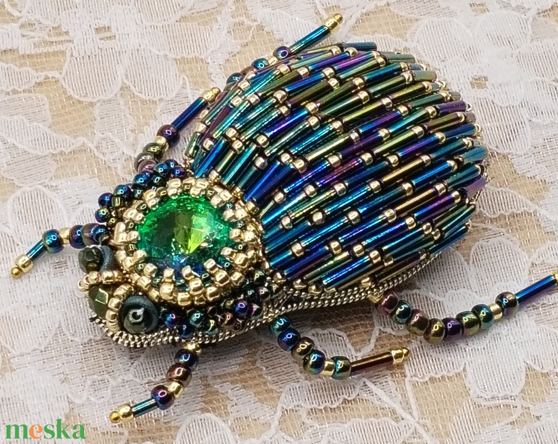 Skarabeusz bross Tutorial, gyöngy hímzési leírás  - diy (csináld magad) - fűzésminták - Meska.hu