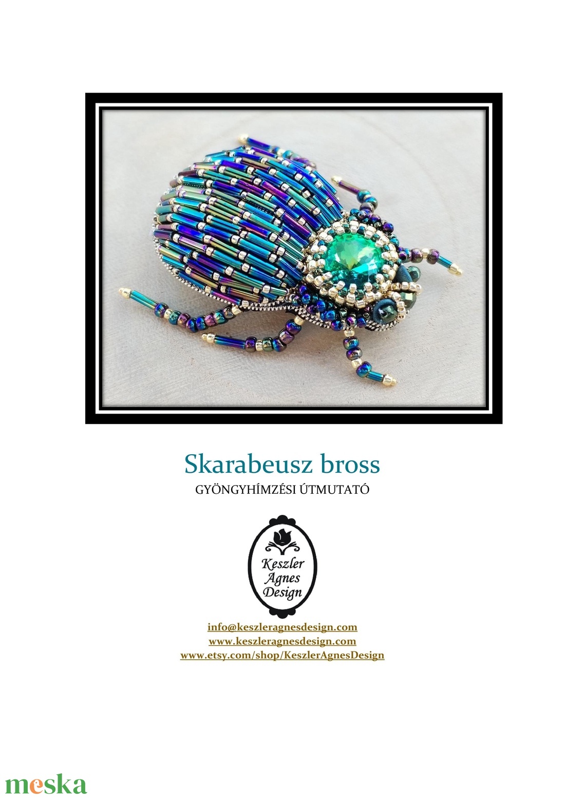 Skarabeusz bross Tutorial, gyöngy hímzési leírás  - diy (csináld magad) - fűzésminták - Meska.hu