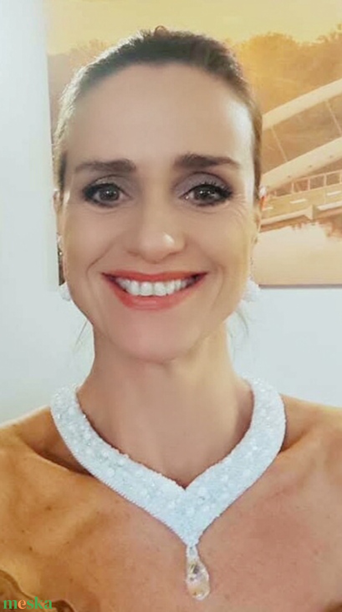 Hímzett menyasszonyi nyakék  - ékszer - nyaklánc - statement nyaklánc - Meska.hu