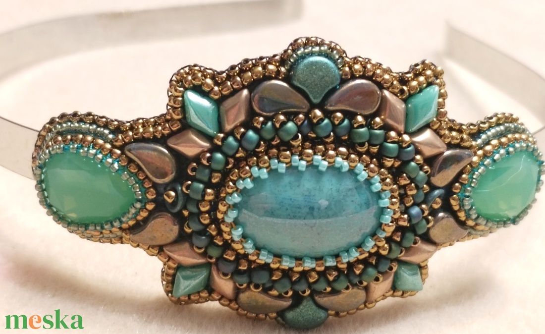 Türkiz-bronz hajráf - ruha & divat - hajdísz & hajcsat - hajráf & hajpánt - Meska.hu