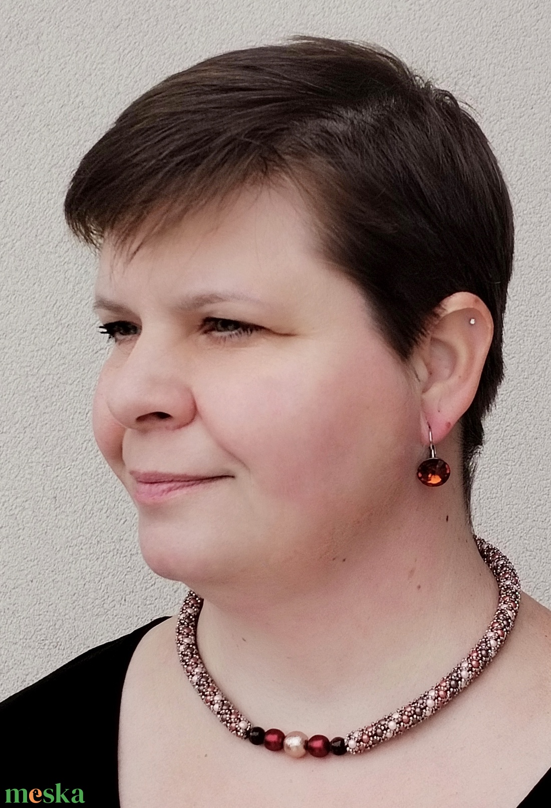 Őszi csavart nyaklánc  - ékszer - nyaklánc - gyöngyös nyaklánc - Meska.hu