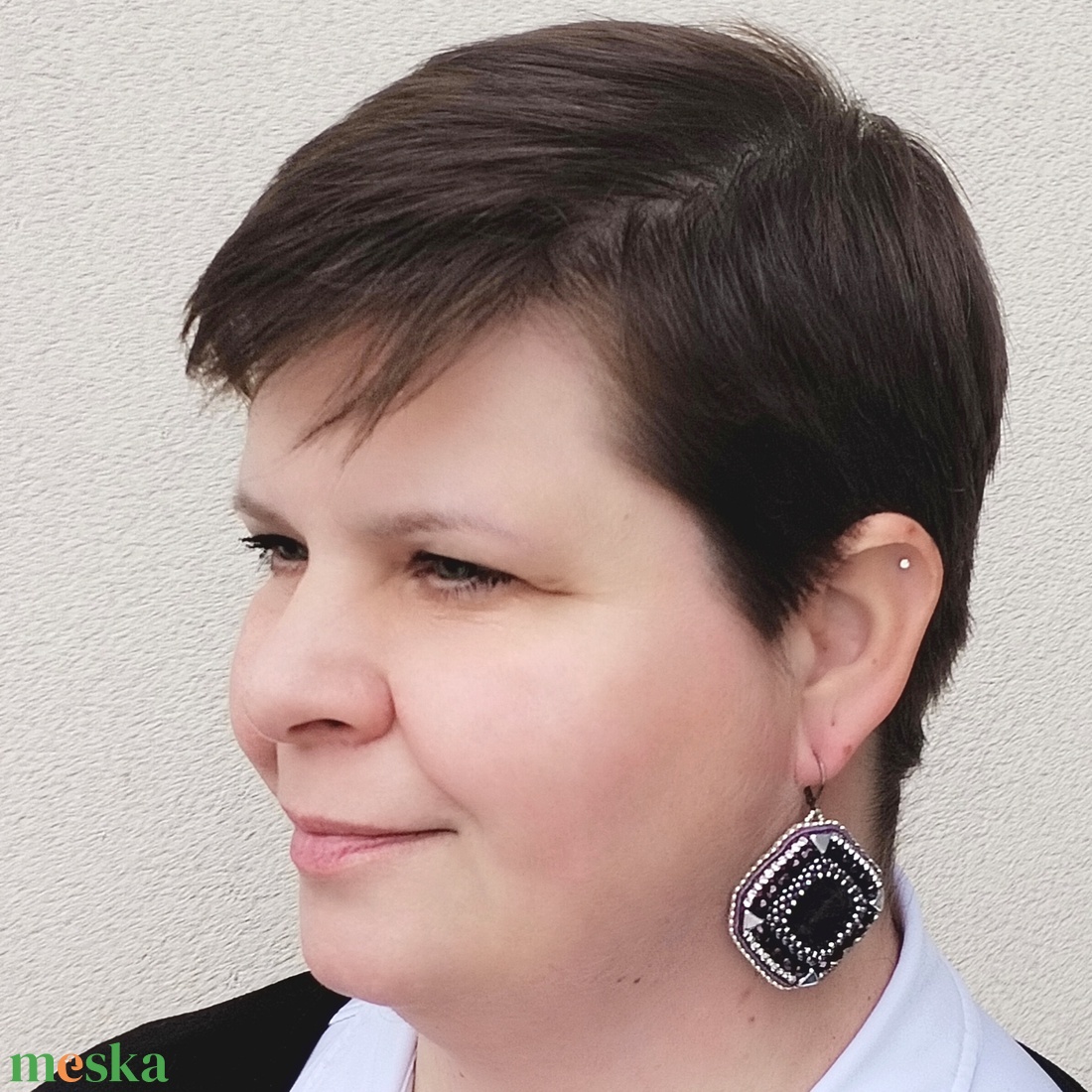 Ametiszt egyiptomi fülbevaló - ékszer - fülbevaló - lógó fülbevaló - Meska.hu