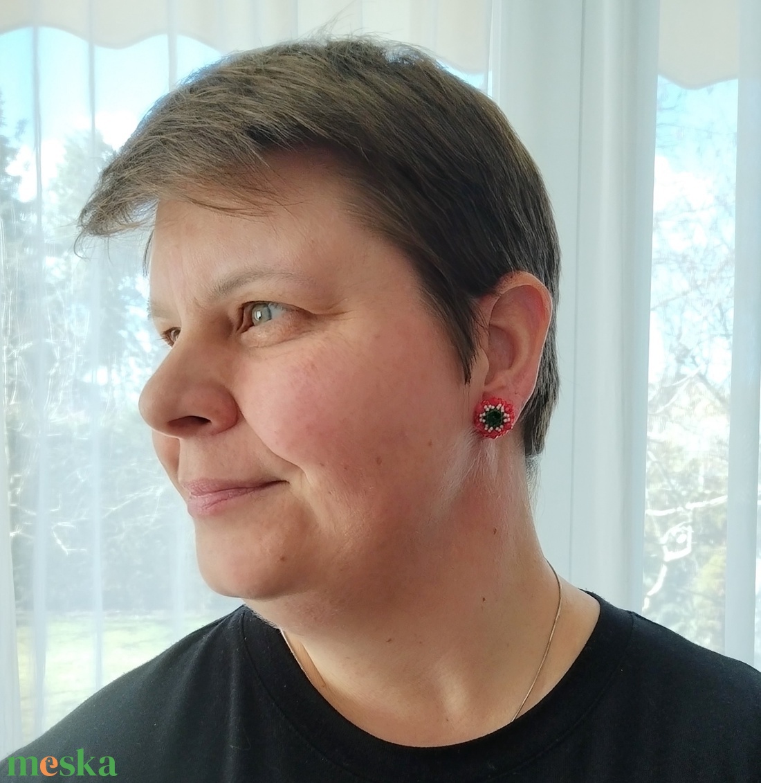 Nemzeti színű pötty kristályos fülbevaló, trikolór kiegészítő - ékszer - fülbevaló - pötty fülbevaló - Meska.hu