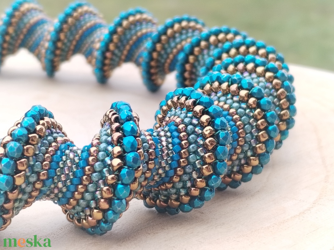 kék-bronz nyakék - ékszer - nyaklánc - statement nyaklánc - Meska.hu