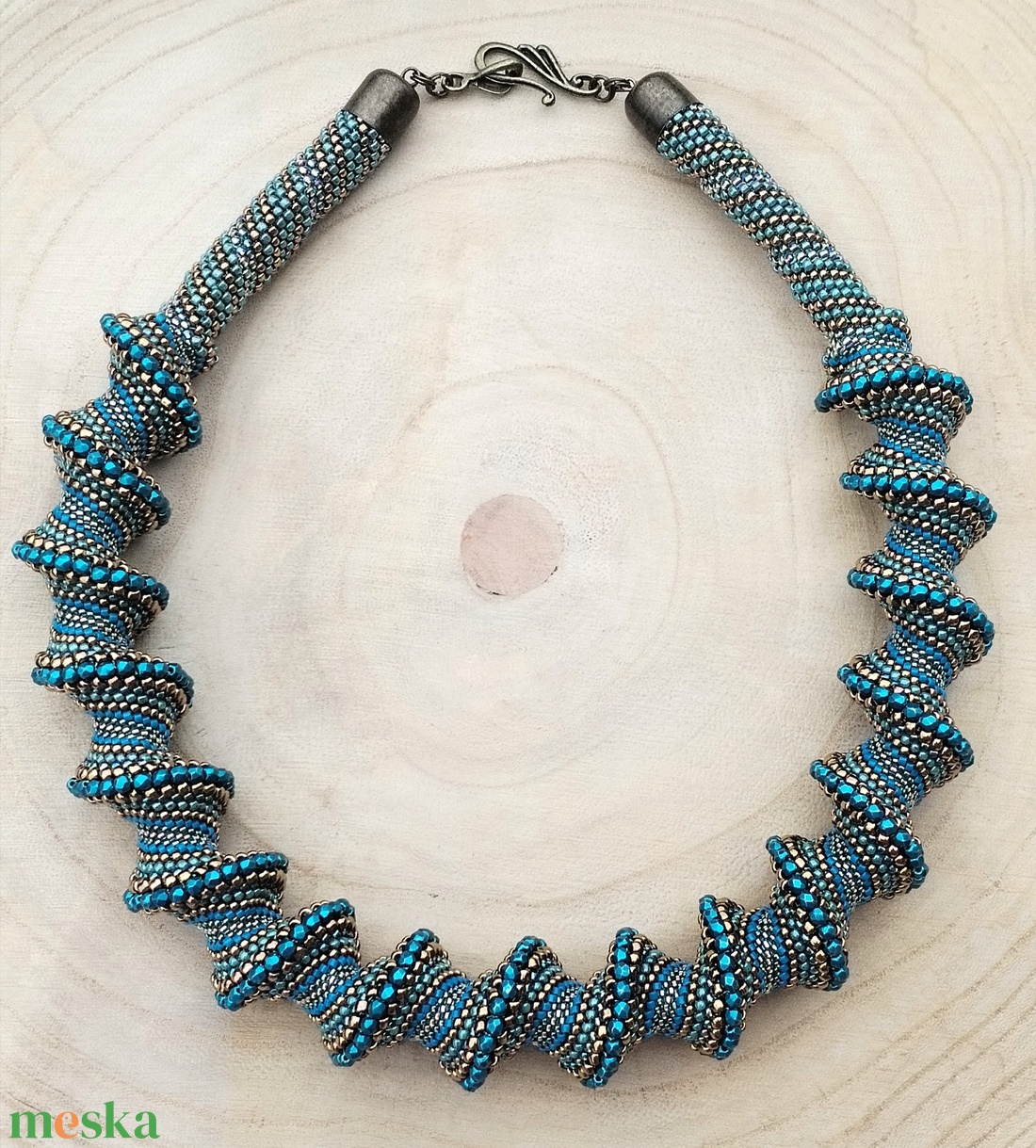 kék-bronz nyakék - ékszer - nyaklánc - statement nyaklánc - Meska.hu