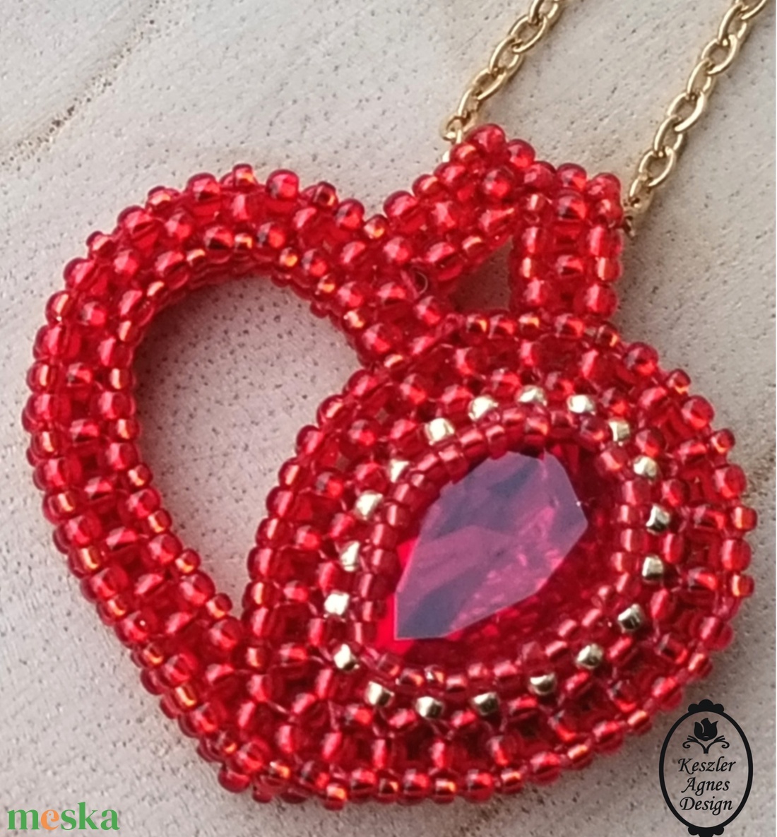 Szív medál  - ékszer - nyaklánc - medál - Meska.hu