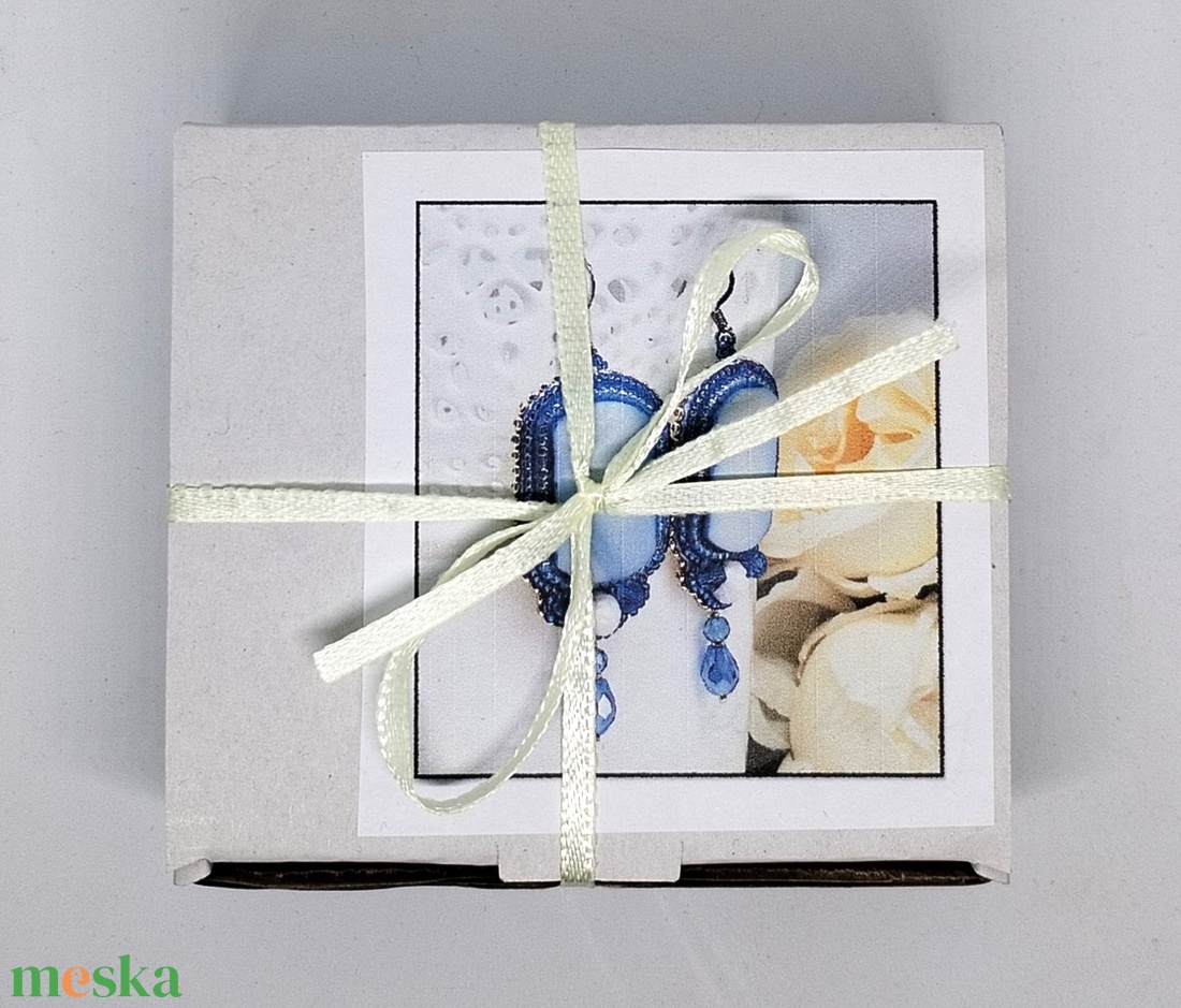 DIY - KIT - gyöngyfűző csomag - Kék hölgy fülbevaló - diy (csináld magad) - fűzésminták - Meska.hu