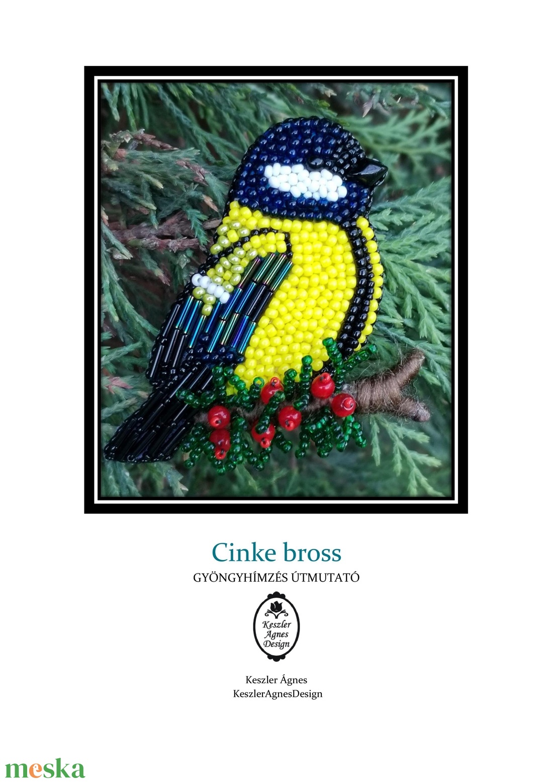 DIY-Tutorial - gyöngyhímző útmutató, hímzett cinke bross - diy (csináld magad) - fűzésminták - Meska.hu