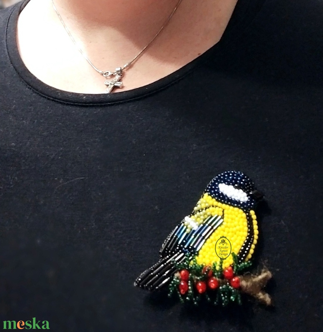 DIY-Tutorial - gyöngyhímző útmutató, hímzett cinke bross - diy (csináld magad) - fűzésminták - Meska.hu