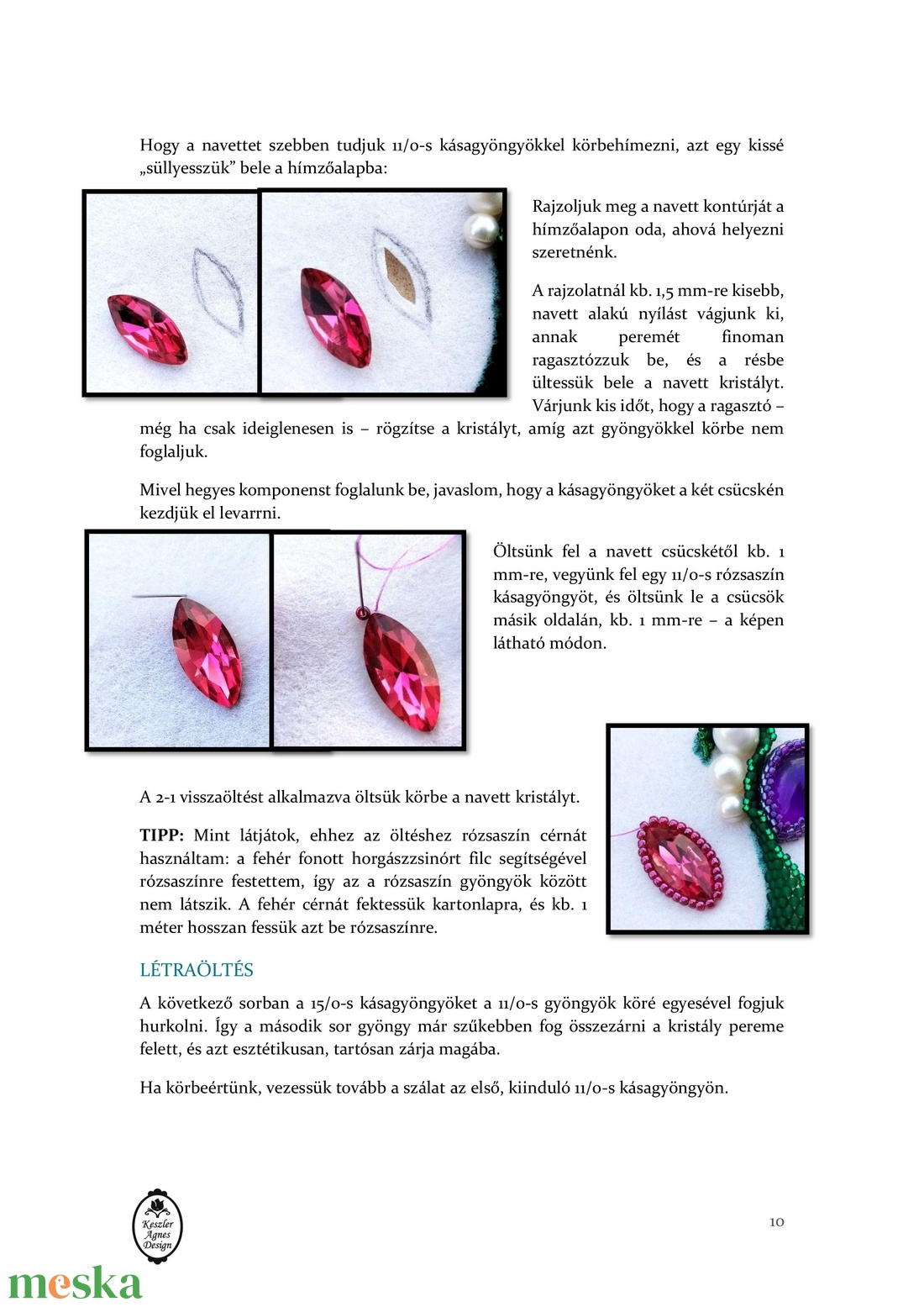 Virágcsokor bross gyöngyhímzési útmutató, ametisztes és kristályos hímzett bross PDF leírás - diy (csináld magad) - fűzésminták - Meska.hu