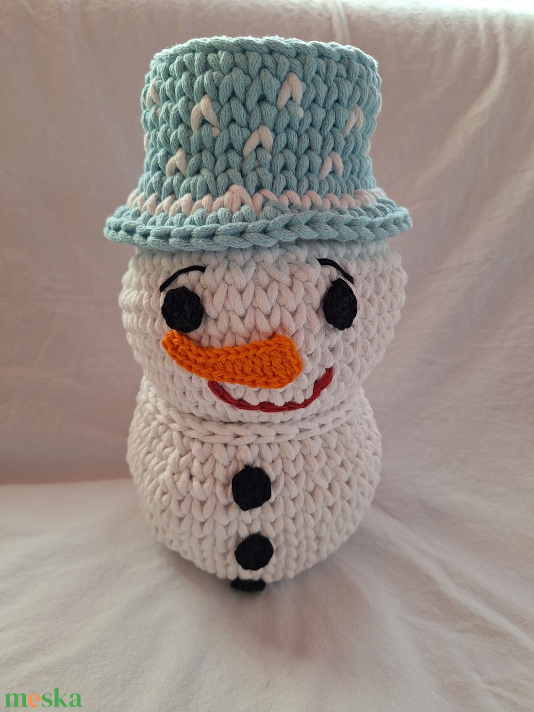 Horgolt hóember  - karácsony - karácsonyi lakásdekoráció - karácsonyi manók, figurák - Meska.hu