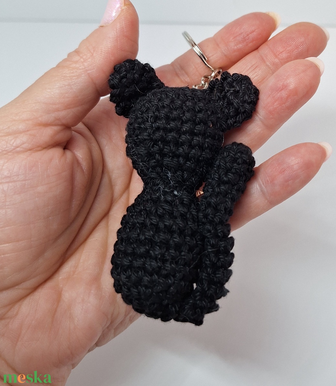 Horgolt fekete cica kulcstartó  - táska & tok - kulcstartó & táskadísz - táskadísz - Meska.hu