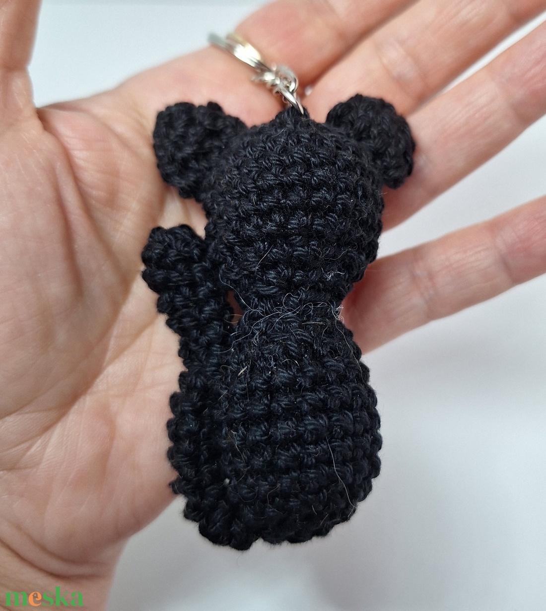 Horgolt fekete cica kulcstartó  - táska & tok - kulcstartó & táskadísz - táskadísz - Meska.hu