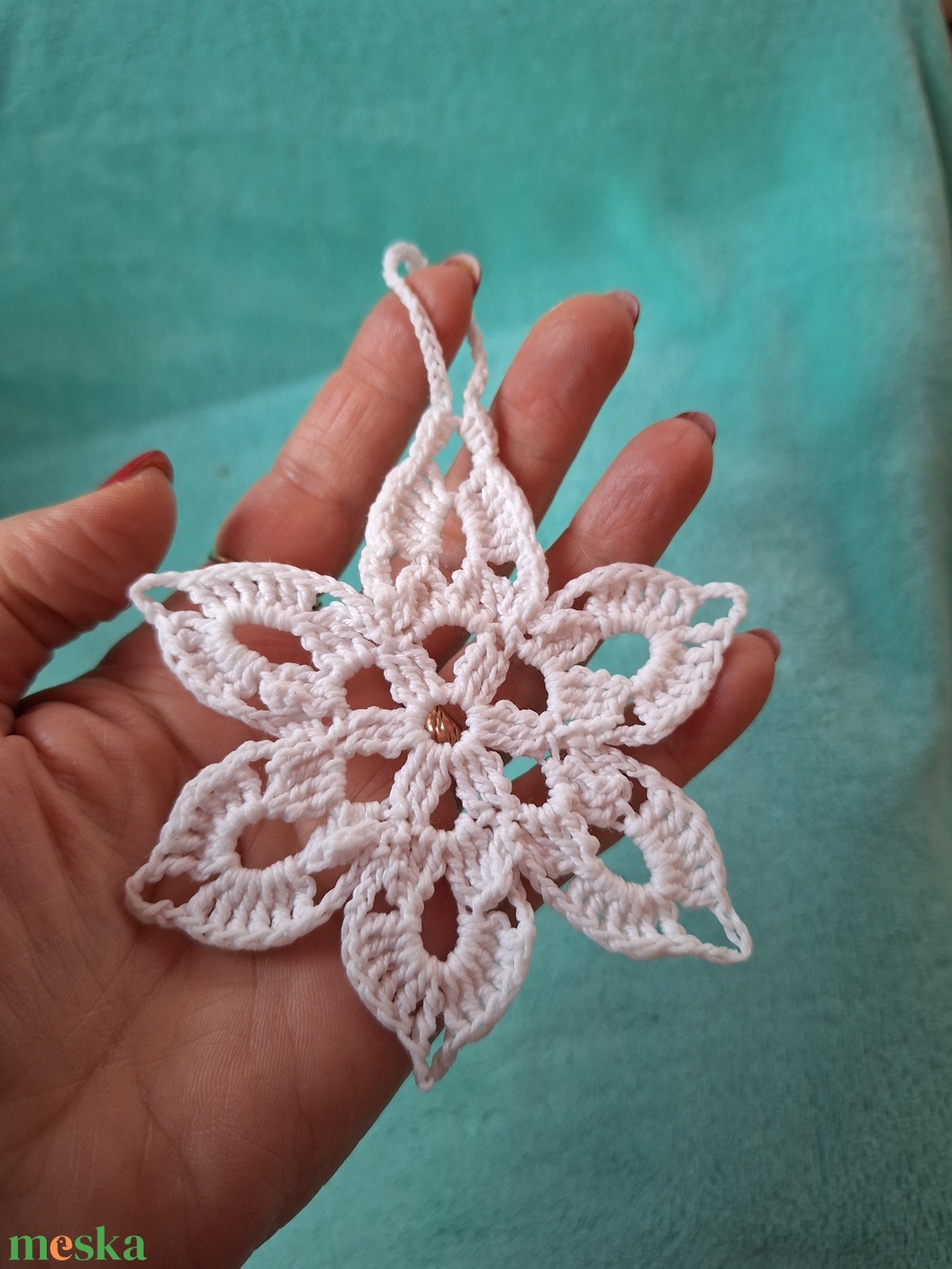 Horgolt hópehely  - karácsony - karácsonyi lakásdekoráció - karácsonyfadíszek - Meska.hu