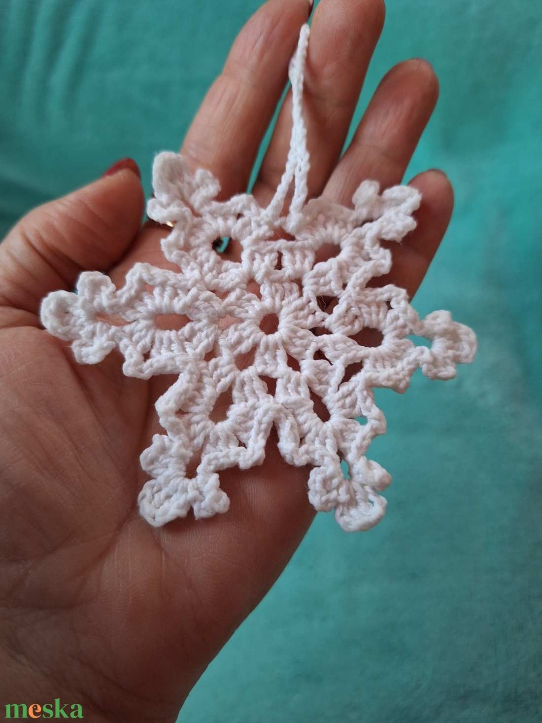 Horgolt hópehely  - karácsony - karácsonyi lakásdekoráció - karácsonyfadíszek - Meska.hu