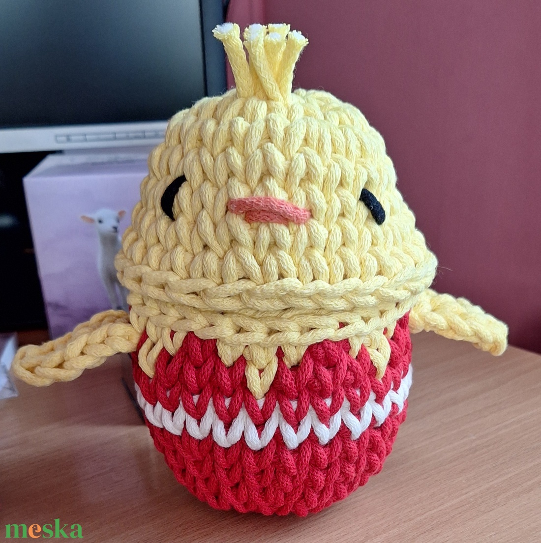 Horgolt csibe tároló  - ünnepi díszek, dekorációk - húsvéti díszek és dekorációk - húsvéti asztaldíszek - Meska.hu