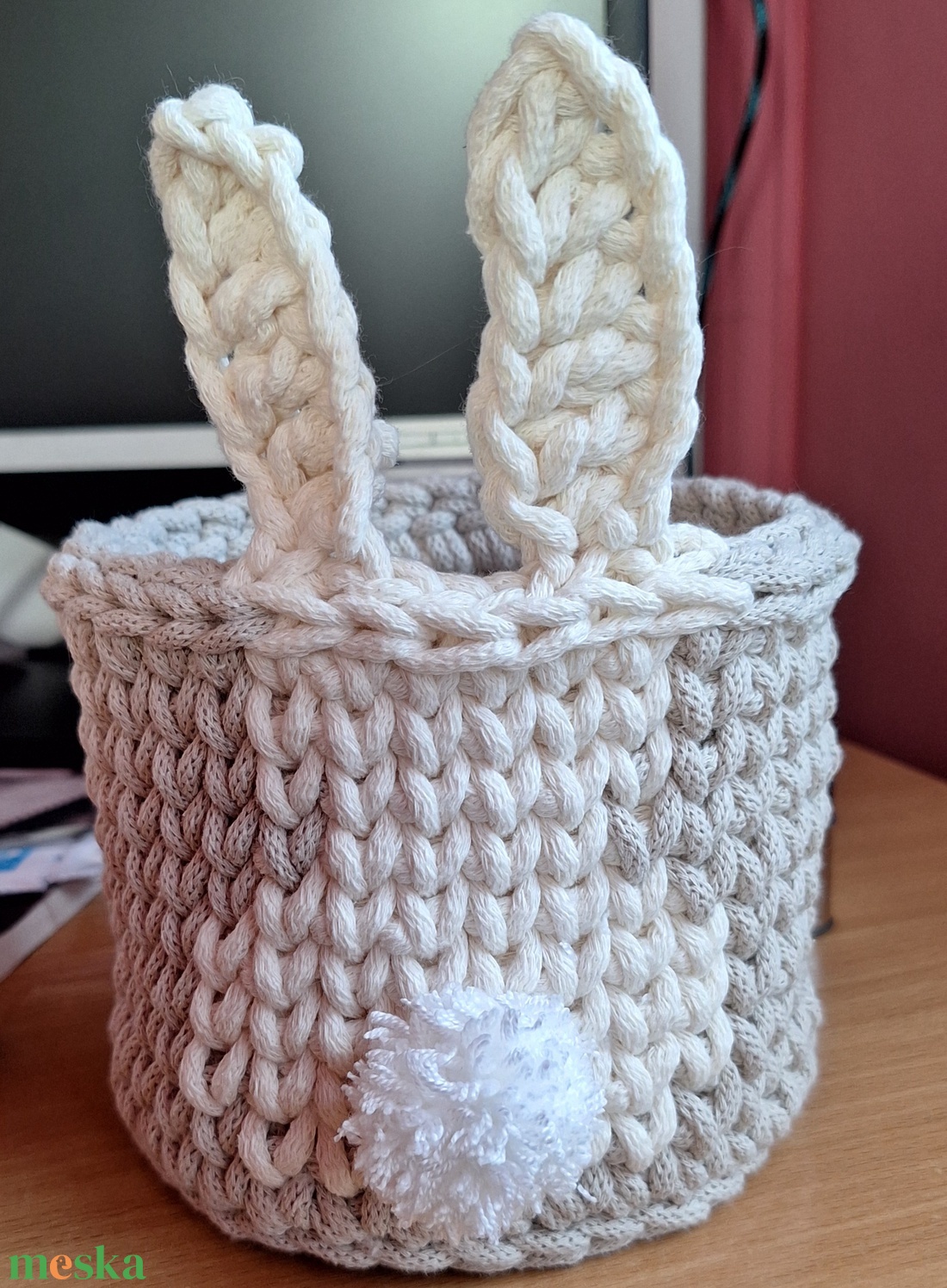 Nyuszi kosár  - ünnepi díszek, dekorációk - húsvéti díszek és dekorációk - húsvéti kosár - Meska.hu