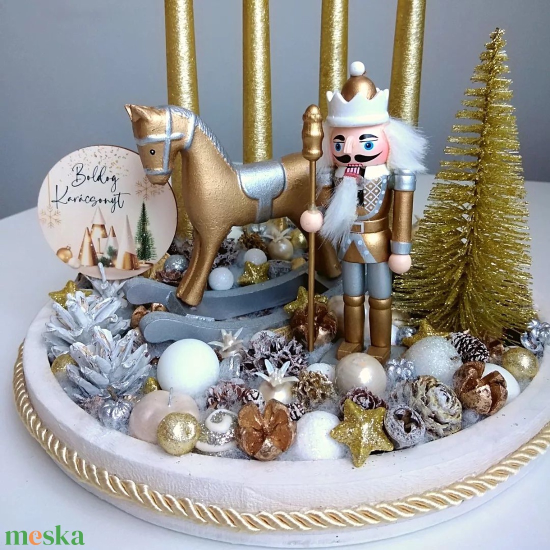 Adventi asztaldísz - diótörő - karácsony - adventi díszek - adventi koszorú - Meska.hu