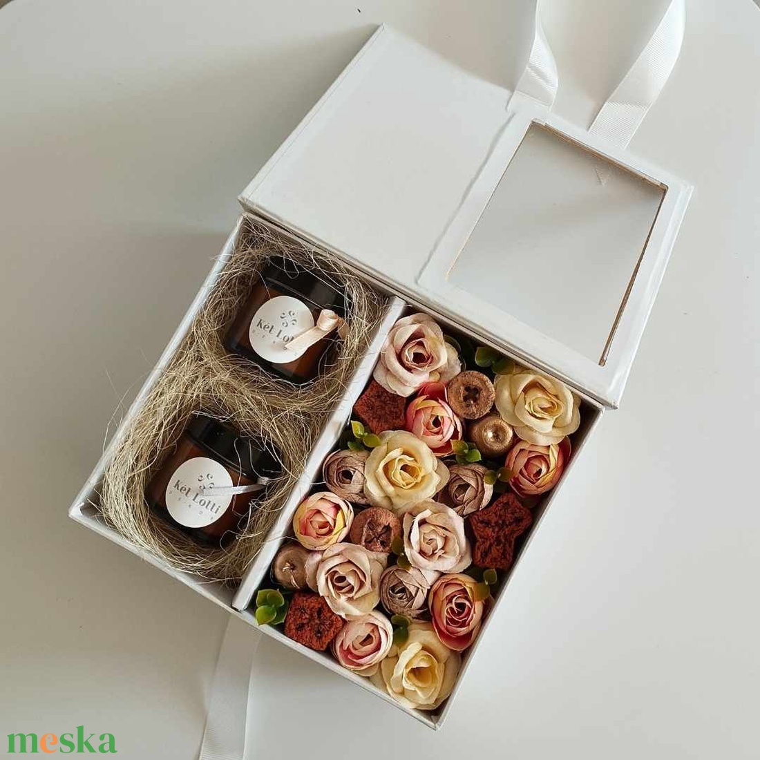 Gyertyás virágbox - kicsi - otthon & életmód - gyertya, illat, aroma - gyertya - Meska.hu