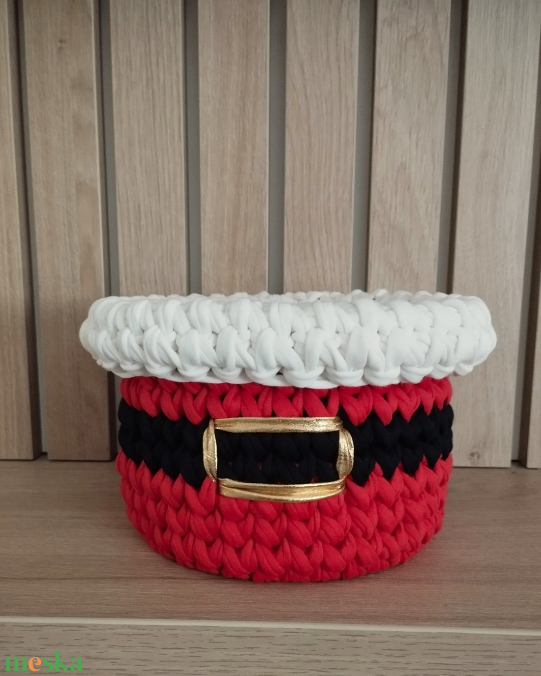 Horgolt Mikulás kosár - otthon & életmód - dekoráció - asztal és polc dekoráció - dekorációs tál, tartó - Meska.hu