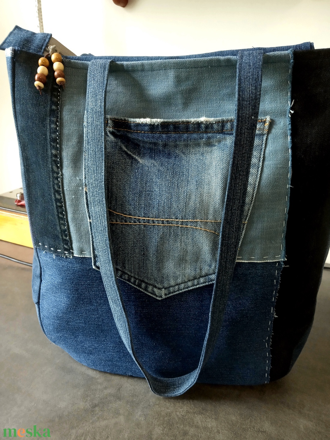 Boro/Sashiko technikával készült farmer táska - táska & tok - kézitáska & válltáska - kézitáska - Meska.hu