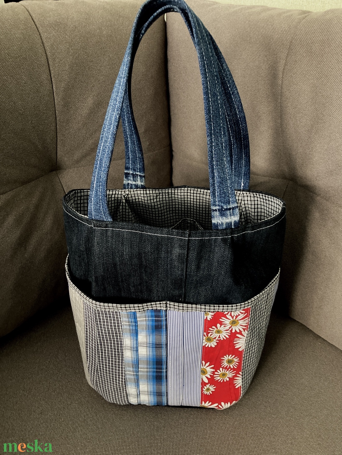 Tote Bag fazonú farmertáska, bevásárlótáska, strandtáska - táska & tok - bevásárlás & shopper táska - shopper, textiltáska, szatyor - Meska.hu