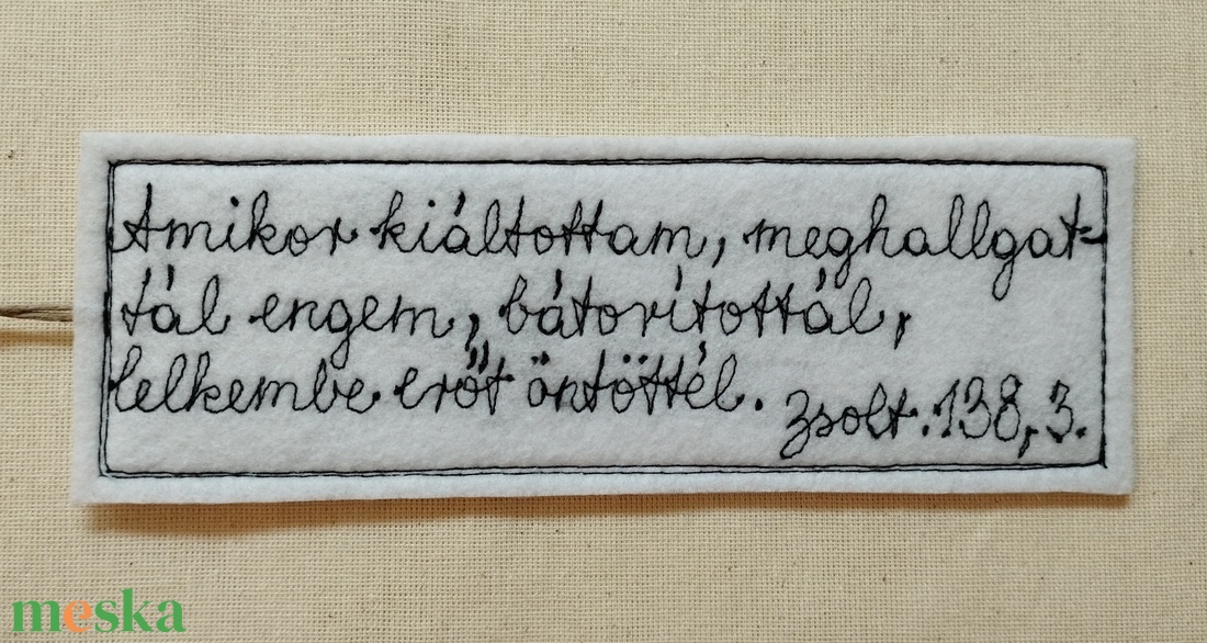 Könyvjelző bibliai igével, textilből varrva - könyv & zene - könyvjelző - Meska.hu