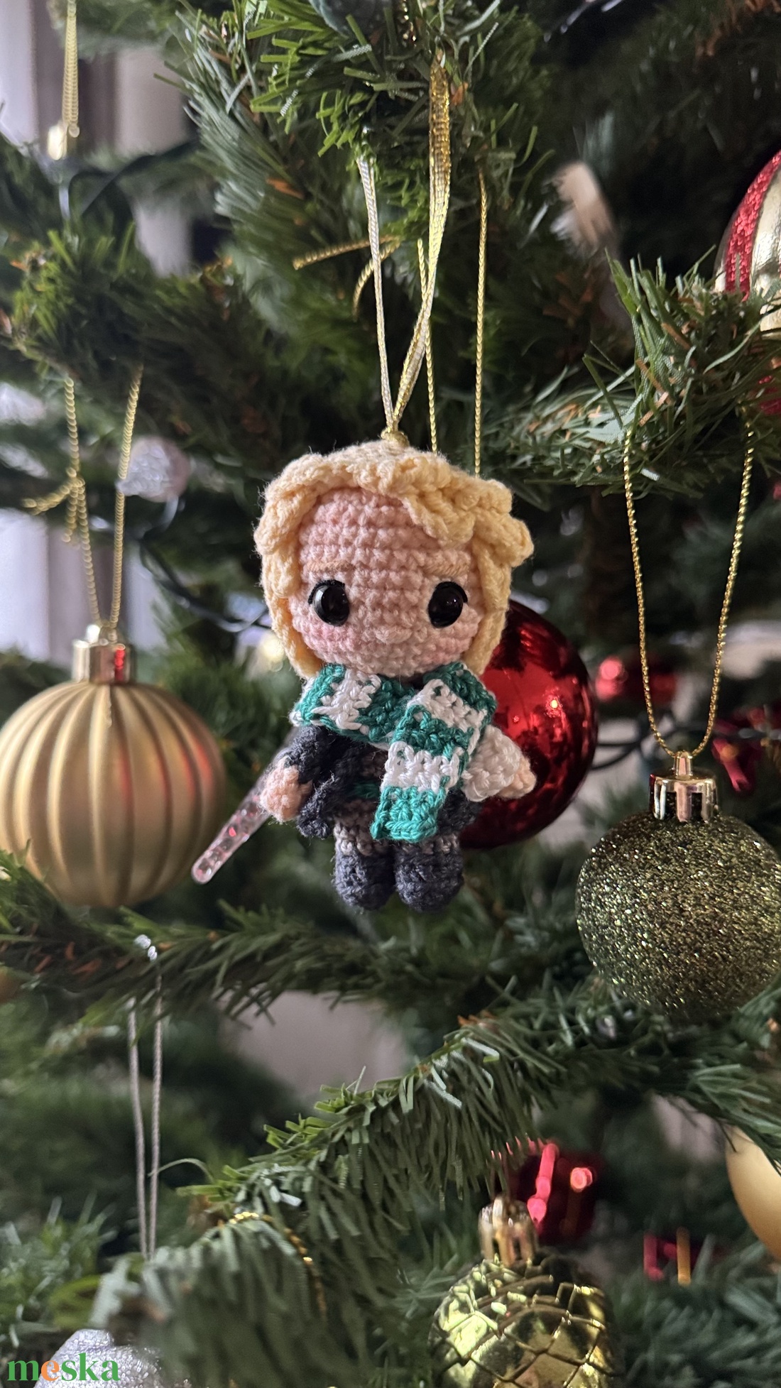 Horgolt karácsonyfadísz Harry Potter Draco Malfoy - karácsony - karácsonyi lakásdekoráció - karácsonyfadíszek - Meska.hu