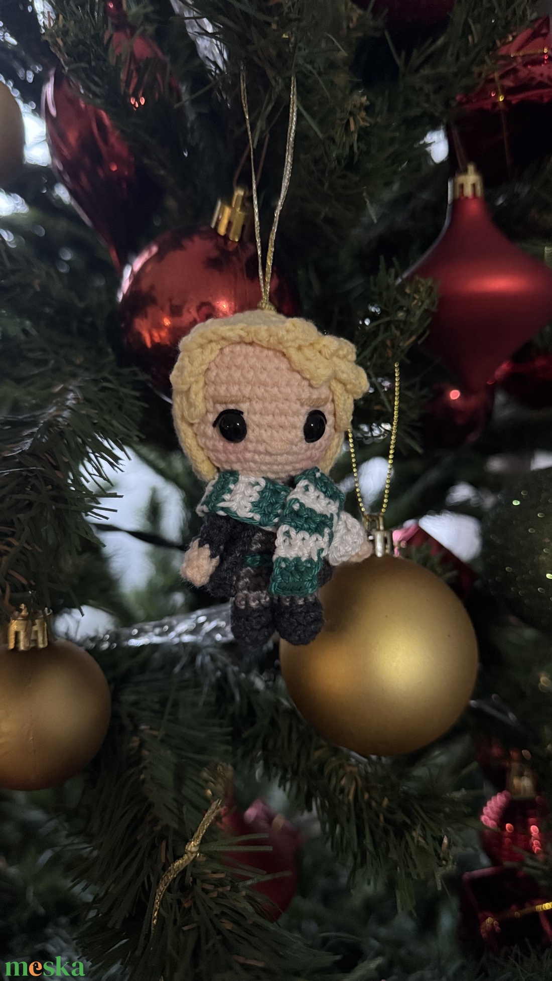 Horgolt karácsonyfadísz Harry Potter Draco Malfoy - karácsony - karácsonyi lakásdekoráció - karácsonyfadíszek - Meska.hu