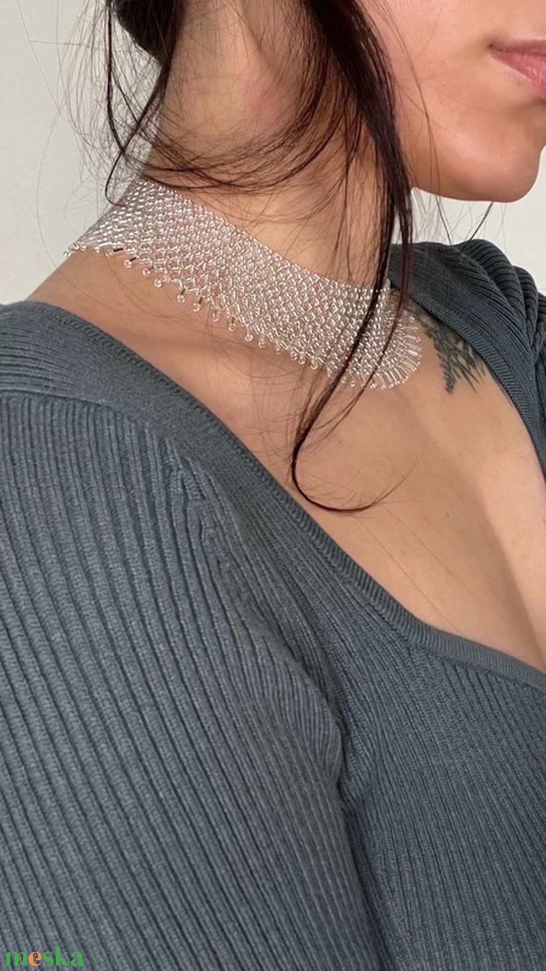 Gyöngyfűzött nyaklánc. Gyöngygallér nyaklánc - ékszer - nyaklánc - gyöngyös nyaklánc - Meska.hu