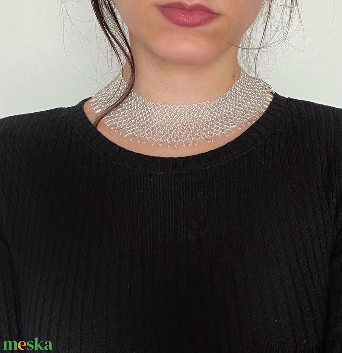 Gyöngyfűzött nyaklánc. Gyöngygallér nyaklánc - ékszer - nyaklánc - gyöngyös nyaklánc - Meska.hu