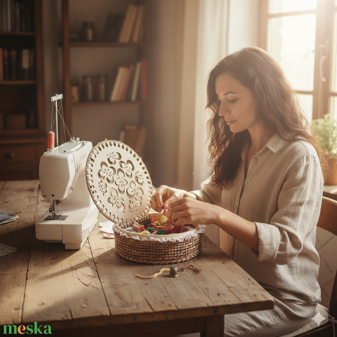 Vintage stílusú raffiából horgolt varródoboz - otthon & életmód - tárolás & rendszerezés - doboz - Meska.hu