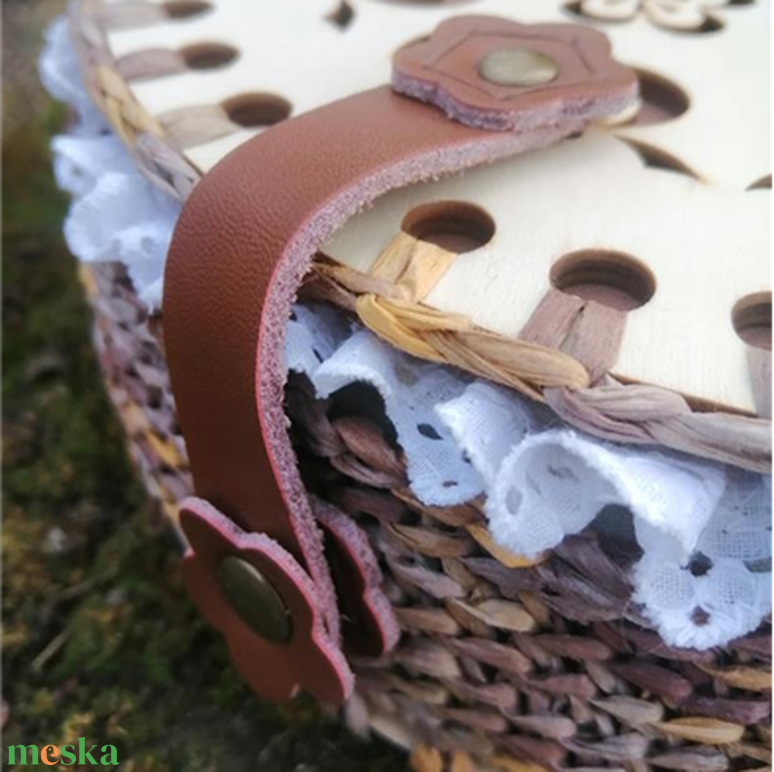 Vintage stílusú raffiából horgolt varródoboz - otthon & életmód - tárolás & rendszerezés - doboz - Meska.hu