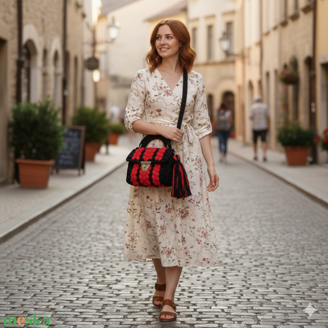 Fonott hatású noppos mintával horgolt táska - táska & tok - kézitáska & válltáska - válltáska - Meska.hu