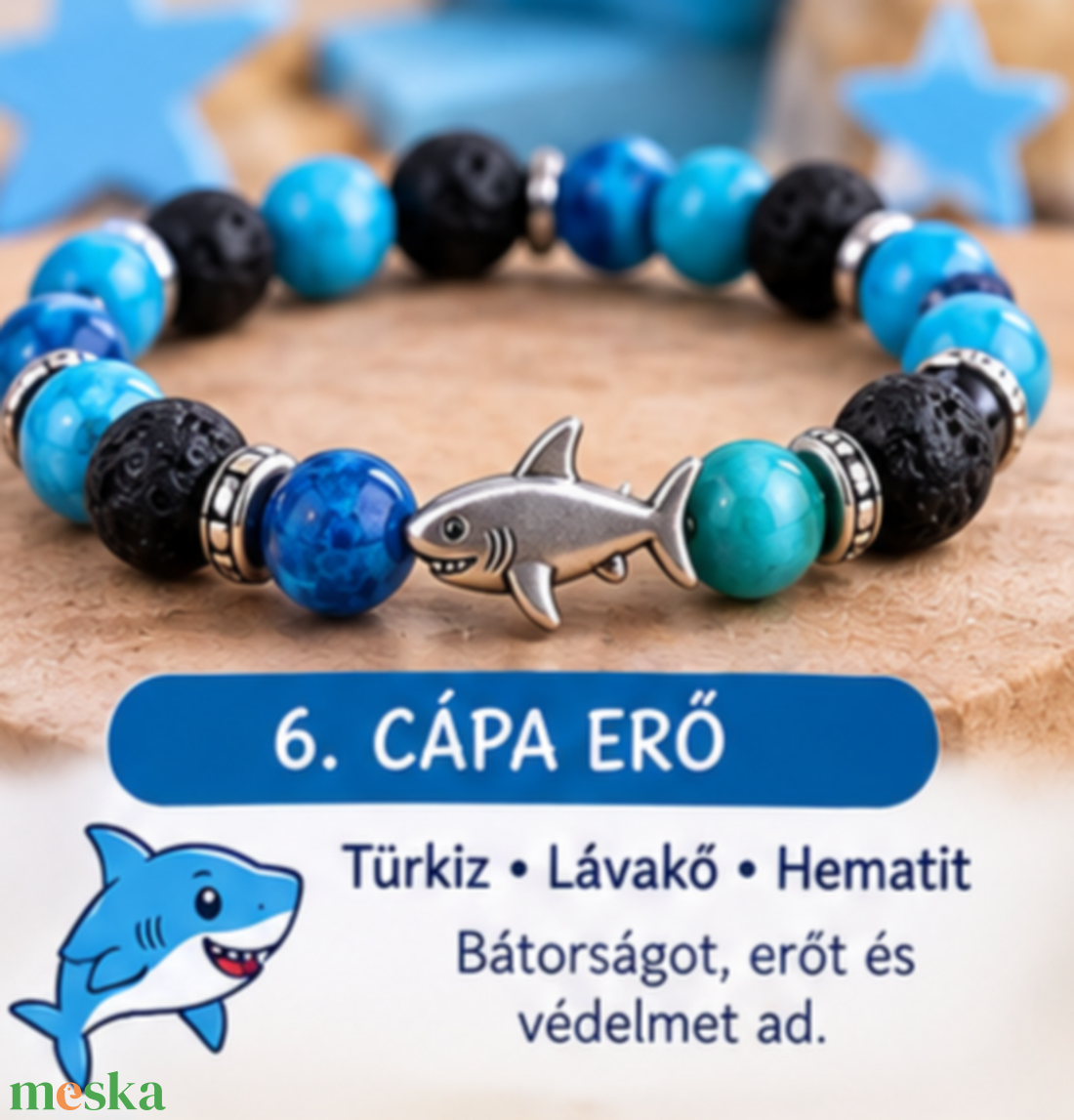  6. Cápa erő � gyerek karkötő - ékszer - karkötő - ásványkarkötő - Meska.hu