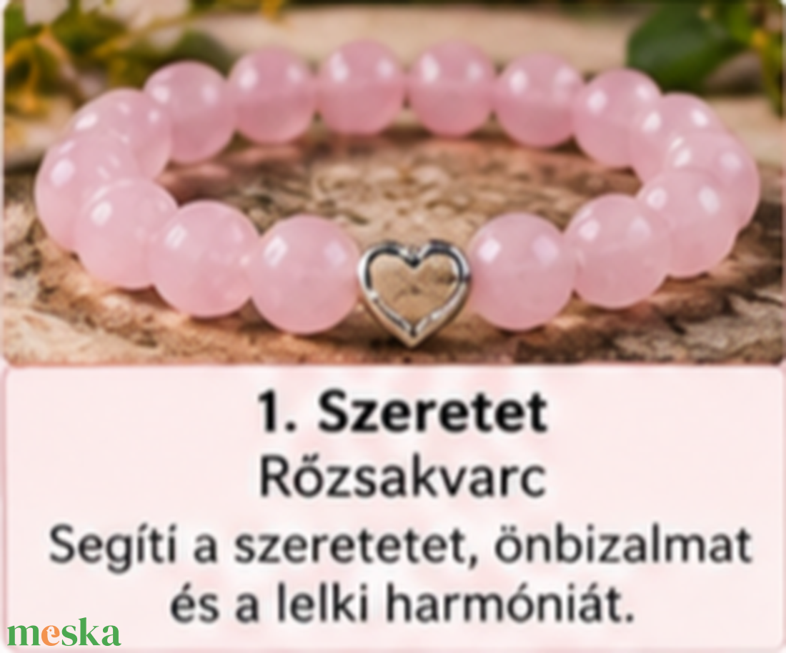  1. Szeretet � Rózsakvarc - ékszer - karkötő - ásványkarkötő - Meska.hu