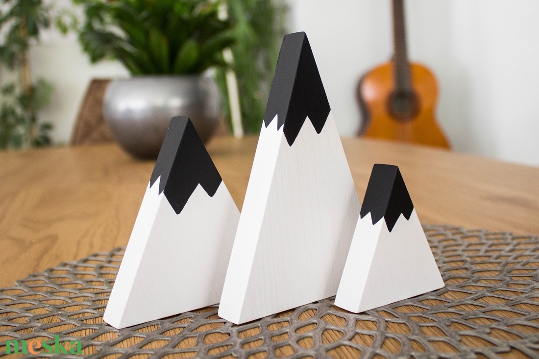 Fehér-fekete hegytrió otthondekoráció (3 darabos szett) - otthon & életmód - dekoráció - dekoratív figurák és szobrok - Meska.hu